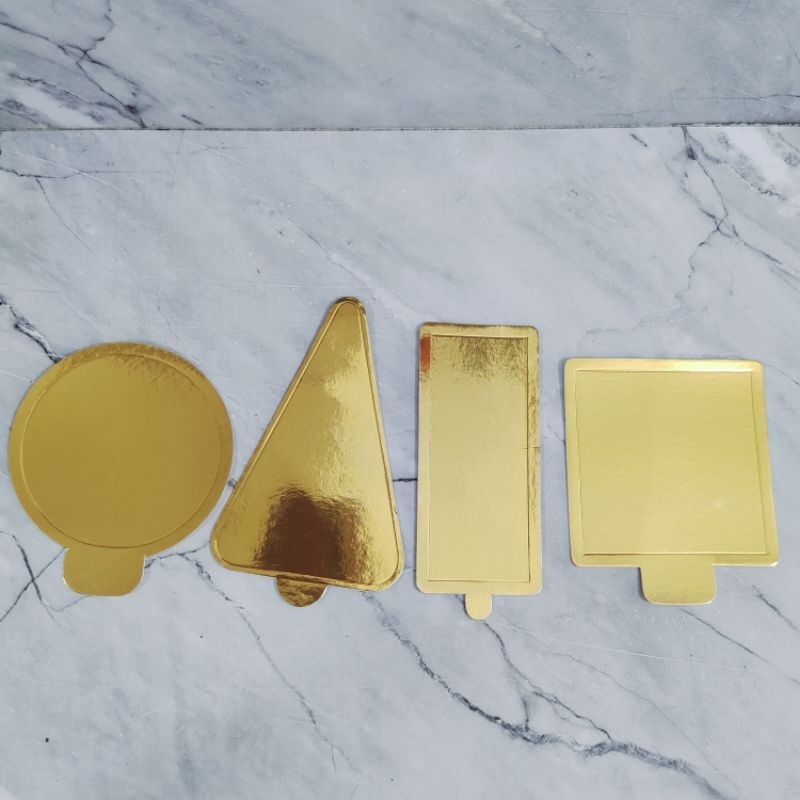 Alas Kue Cake Tatakan Cetak an Tiramisu Tutup Gelas (1 Pack isi 25) Emas Tebal & Rapi