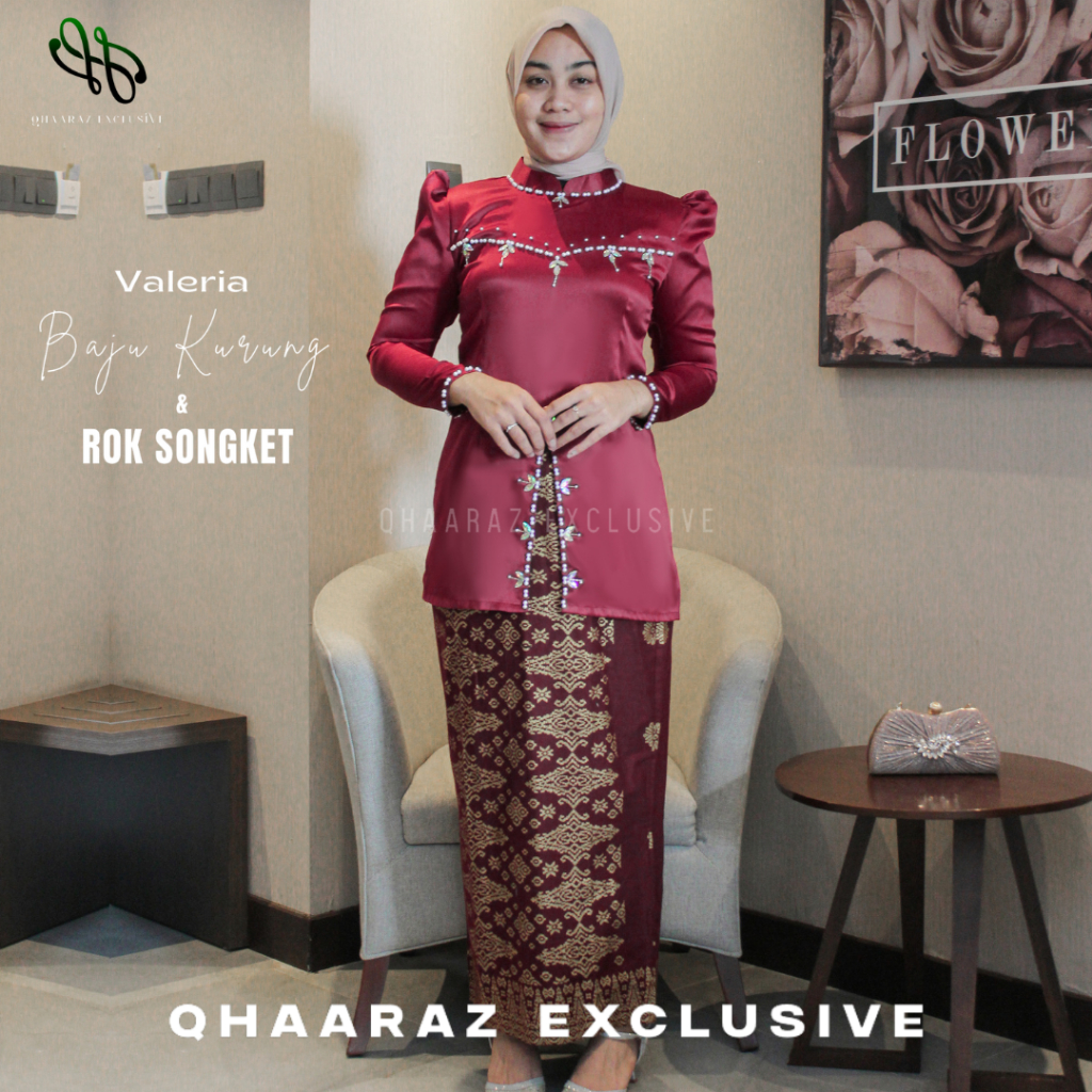 Valeria Setelan Baju Kurung Rok Batik Wanita Melayu Modern Slimfit One Set Pakaian Kondangan Tunik K