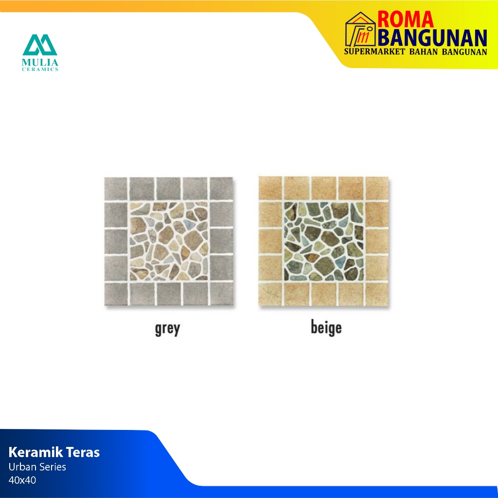 Mulia Keramik Lantai / Keramik Kamar Mandi Urban Beige Urban  Grey 25X25