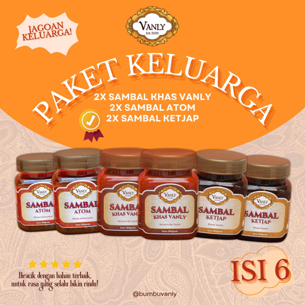 

[ BUMBU VANLY ] SAMBAL PREMIUM - ISI 6 BOTOL