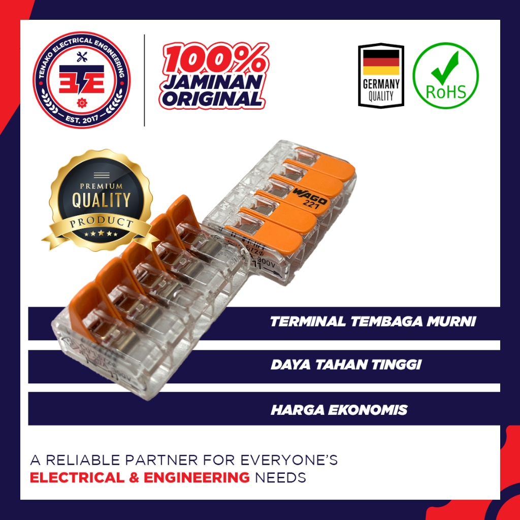 WAGO Cable Connector 221-415 Transparant Connector 5 Wire Compact Terminal Block 5 Pin Original WAGO