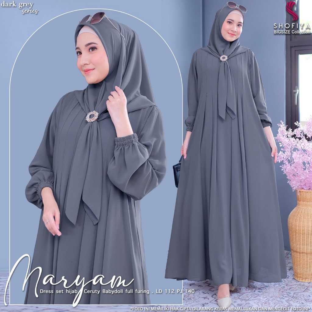 GAMIS LEBARAN 2025 MODEL GAMIS TERBARU Maryam dres ceruty babydol full puring premium Gamis malaysia