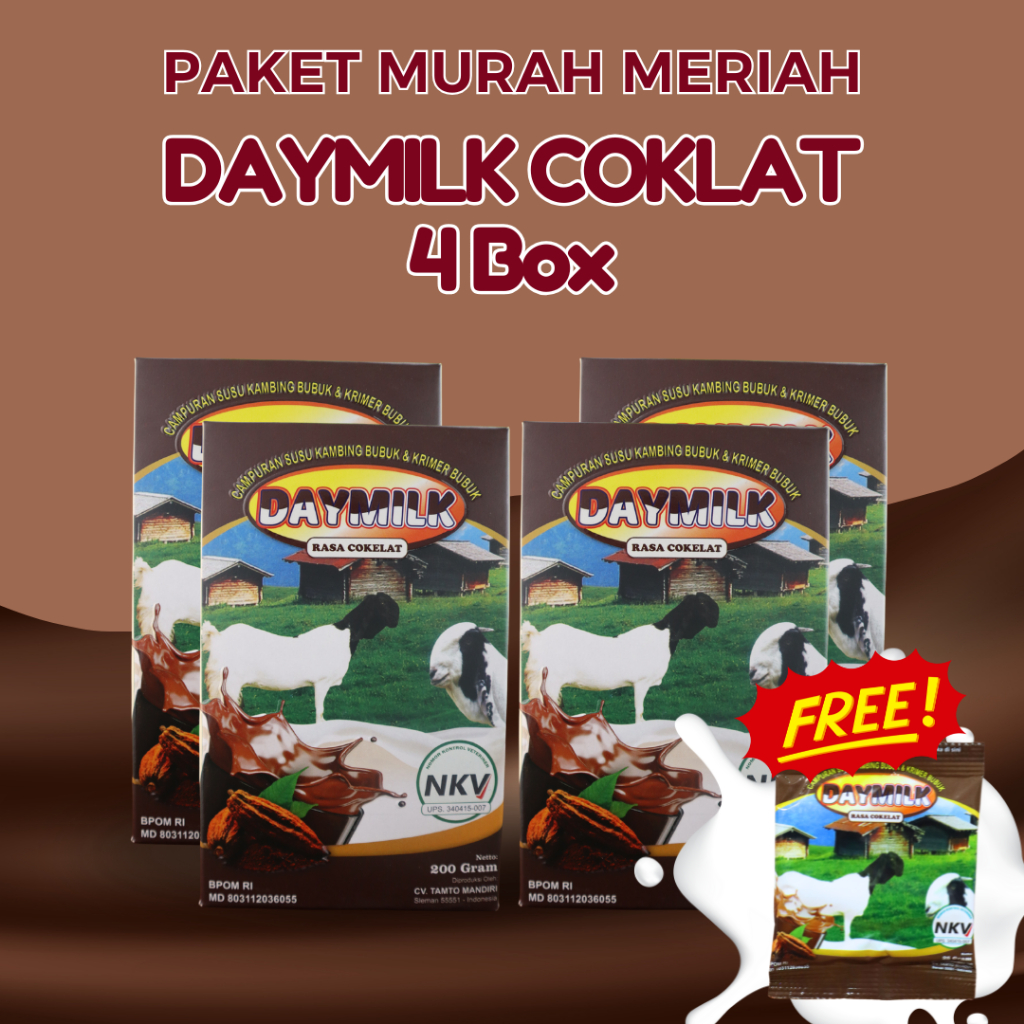 

DAYMILK Rasa Coklat - Atasi pernafasan & Persendian - PAKET HEMAT 4 BOX FREE DAYMILK SACHET
