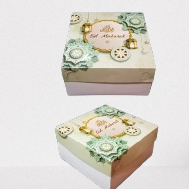 

5 pcs dus lebaran motif lentera hijau muda kemasan cookies box hampers eid mubarak 25x25x8cm