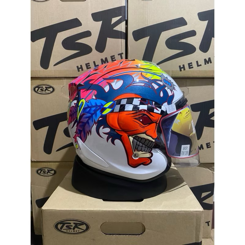 helm tsr half face motic russel putih