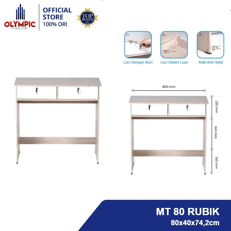 MEJA MT 80 OLYMPIC/ MEJA BELAJAR OLYMPIC /  meja tulis kecil / meja serbaguna/ furniture Palembang