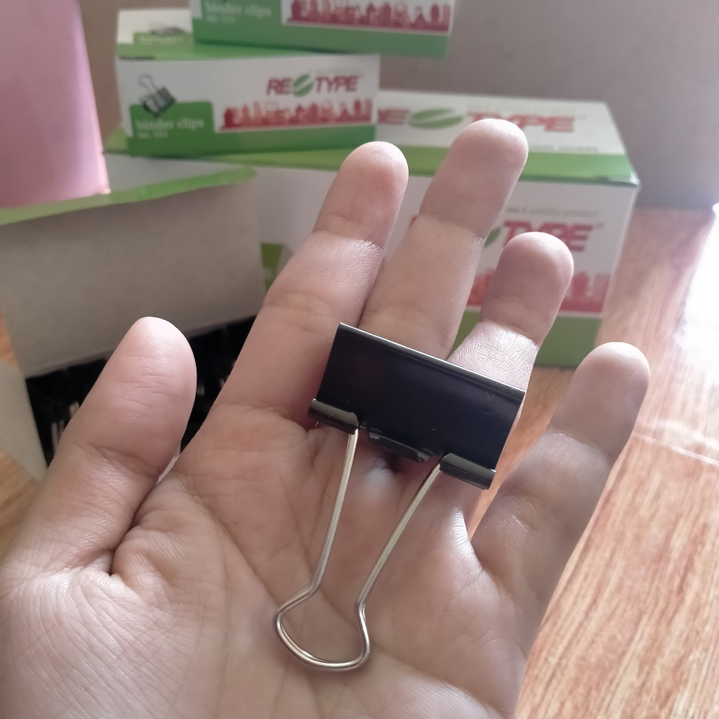 

1 pak isi 12 RE Type Binder Clips No.155 Murah Grosir Klip kertas