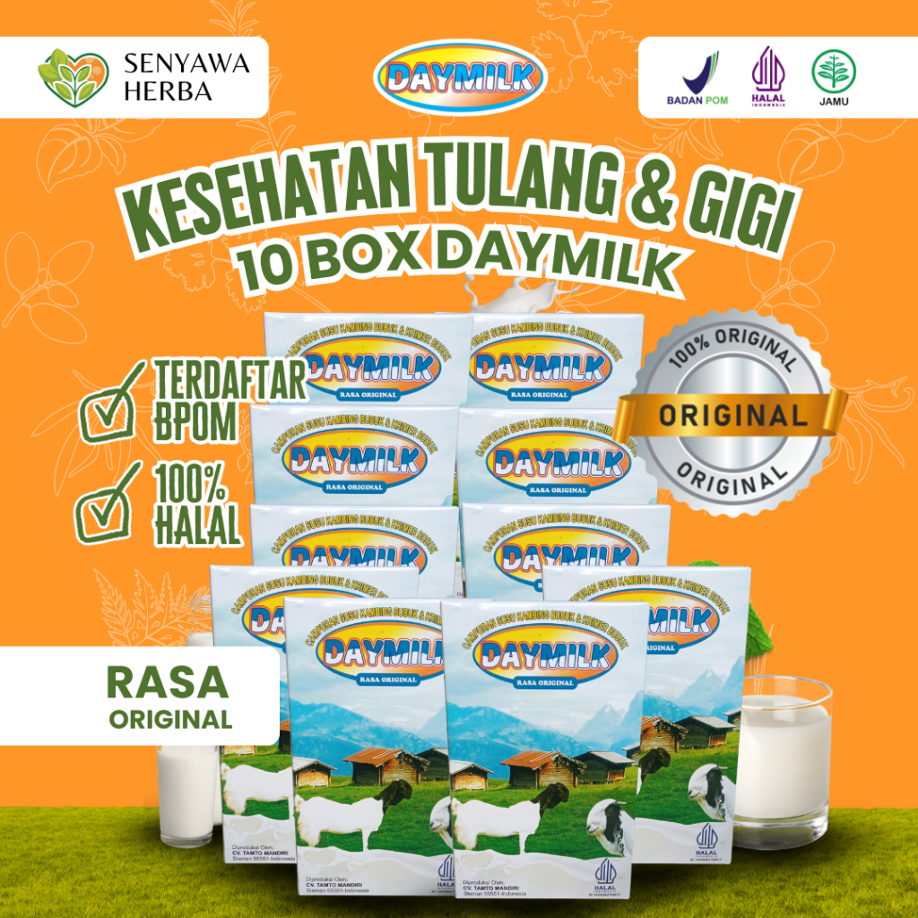 

PAKET 10 BOX SUSU DAYMILK ORIGINAL – Susu Kambing Etawa 200gr, Sehatkan Tulang, Sendi, Lambung