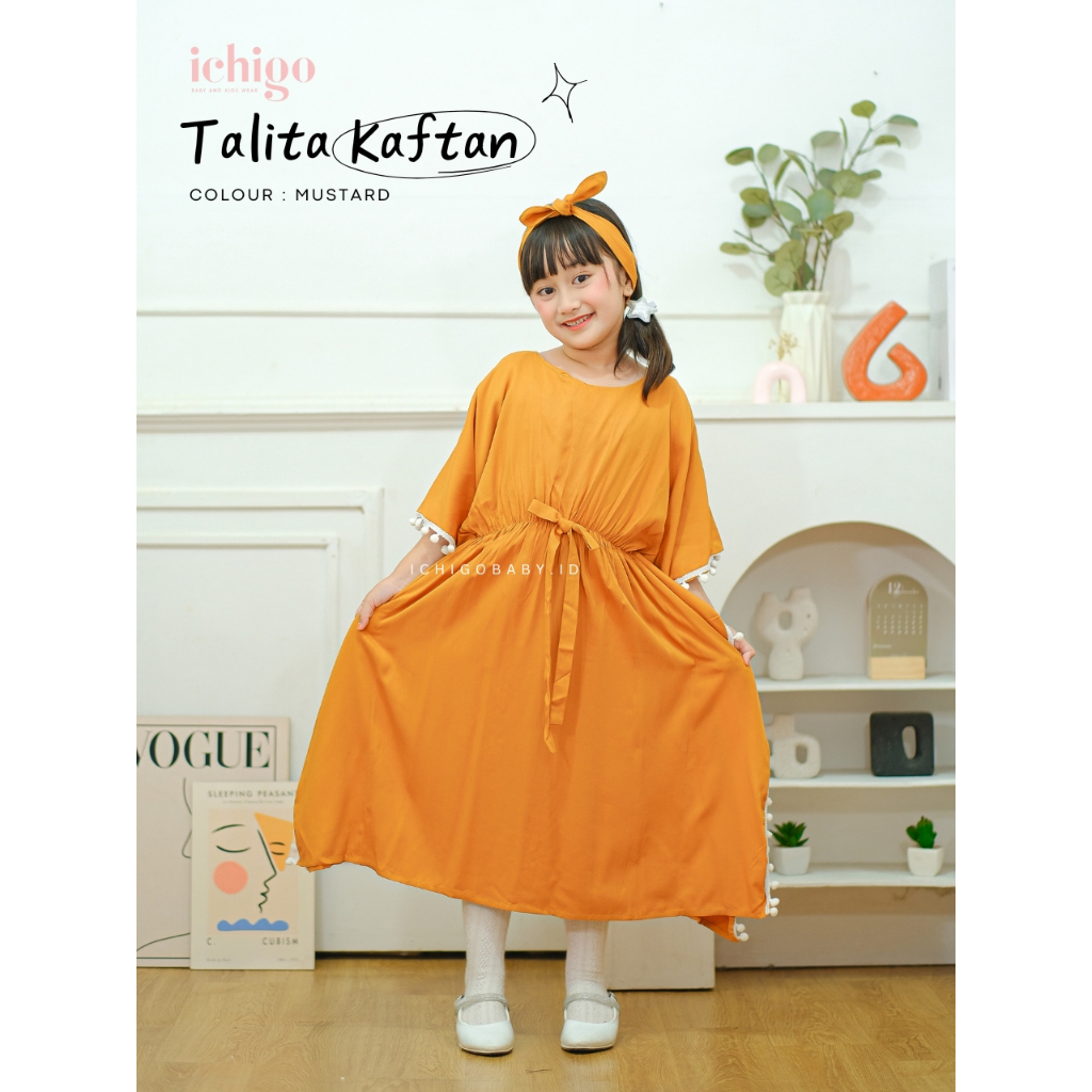 Talita Kaftan Dress Anak by Ichigo Baju Lebaran Idul Fitri Idul Adha Isra Mi'raj