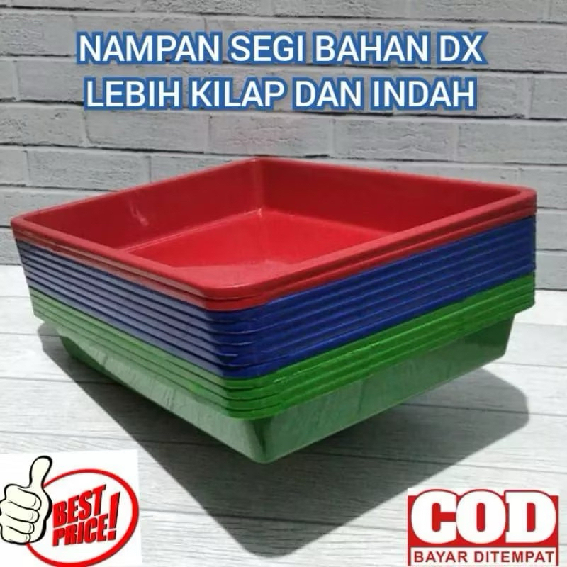 Nampan Plastik Segi Baki Serbaguna Nampan Plastik NO 1 & 2 & 3 & 4 NICE Warna Hijau Biru Merah