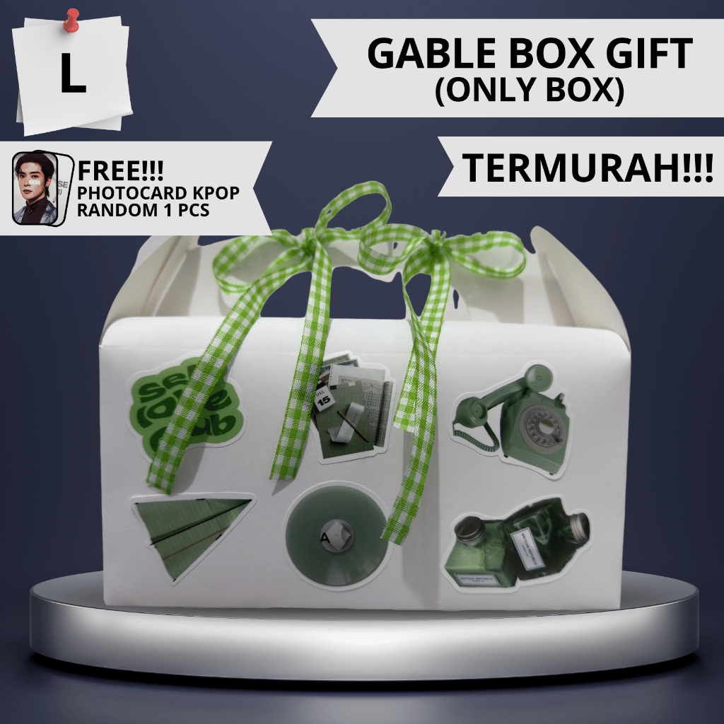 

GABLE BOX GIFT (ONLY BOX/TIDAK INCLUDE SNACK) L GREEN BOX ULTAH GRADUATION LEBARAN HAMPERS