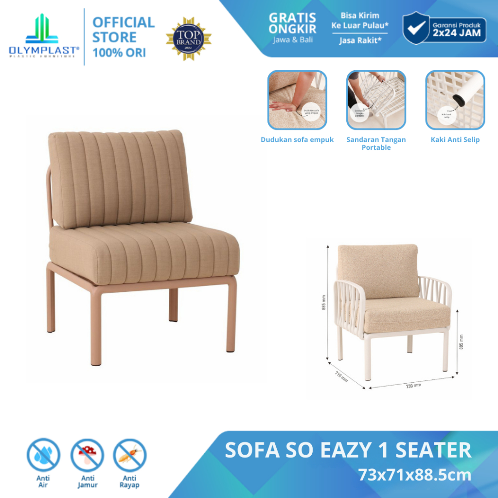 Olymplast Sofa SoEazy ( 1 Seater ) / Kursi Sofa Lipat / Kursi Ruang Tamu / Sofa Tamu / Sofa Foldable