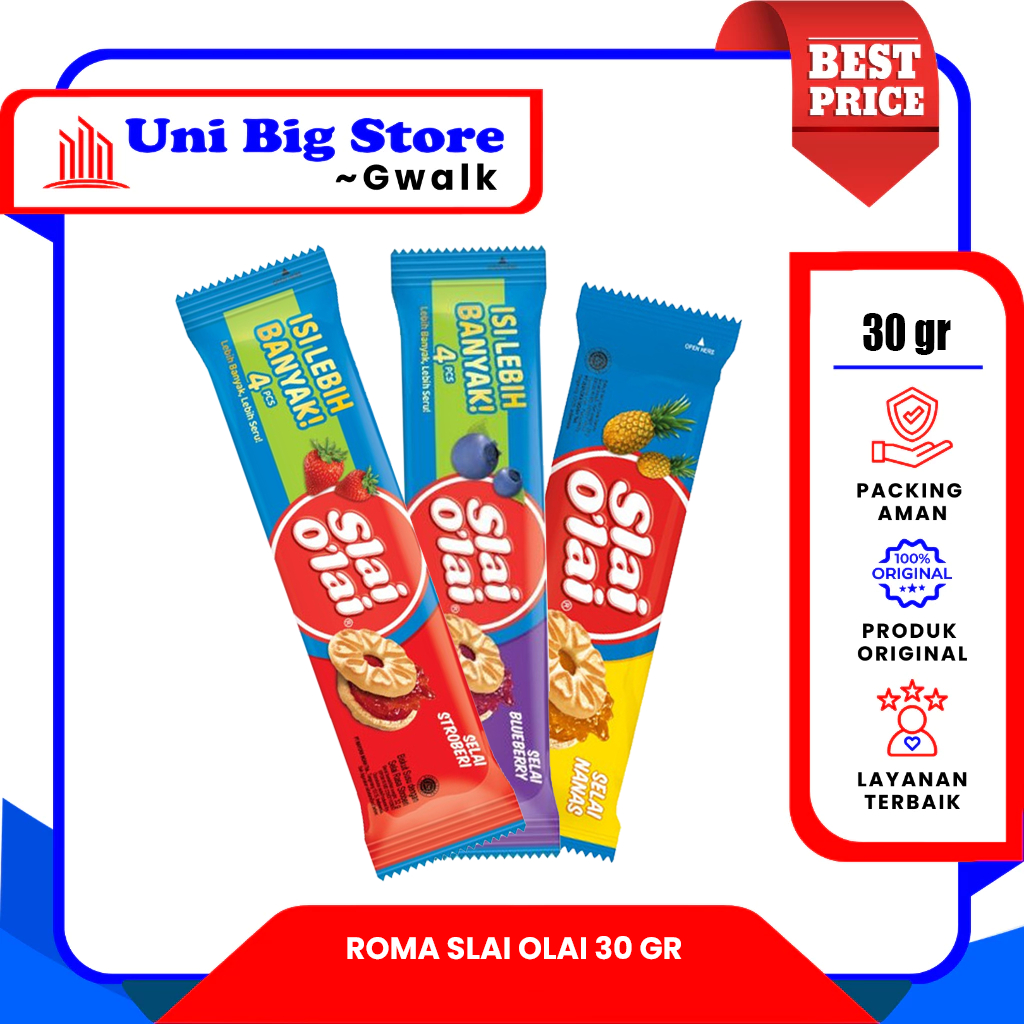 

ROMA BISKUIT SLAI OLAI O LAI SELAI STRAWBERRY - BLUEBERRY - PINEAPPLE - 30 gr