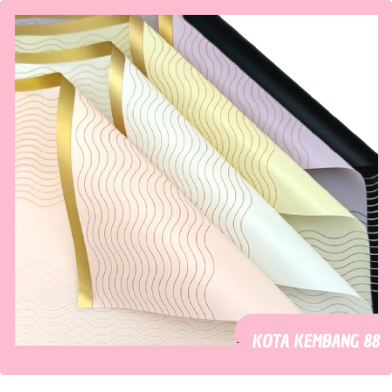

20 LEMBAR Kertas Buket Bunga Motif List Gold Cellophane Flower Wrapping Paper Varian List Gold Florist KB067
