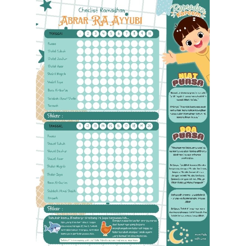 checklist Ramadhan Anak