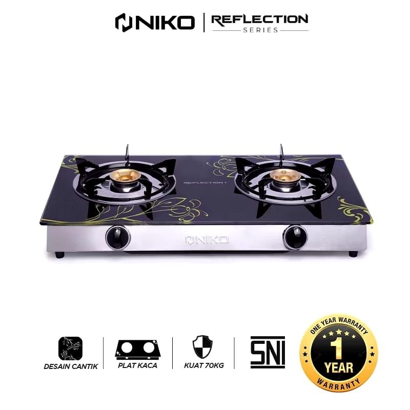 Kompor Gas NIKO 2 Tungku Kaca Reflection
