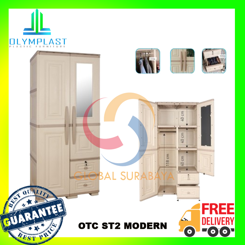 Olymplast Lemari Pakaian Plastik 2 Pintu - OTC 02P Modern