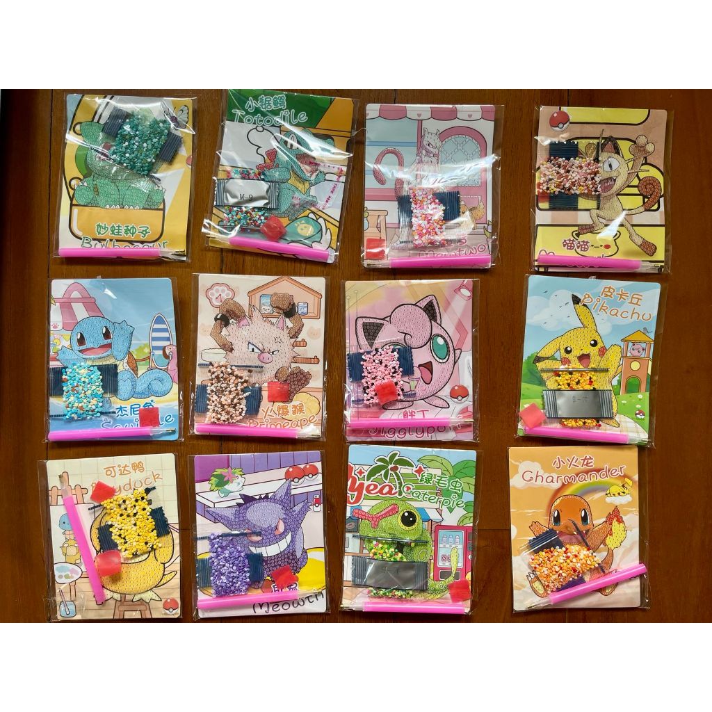 Pokemon Mainan Manik Manik Stiker Pikachu  Sticker Diamond Painting Tempel Manik Manik