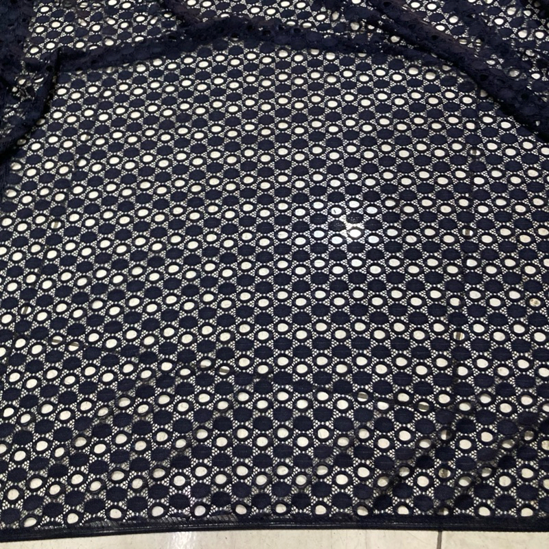 kain brokat strait / brukat stretch / kain kebaya brokat warna navy dark