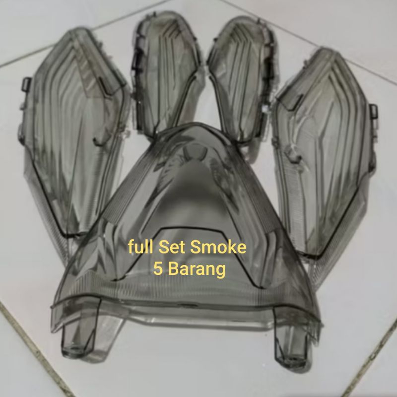 Paket Full Set Mika Sen Depan Mika Lampu Stop Rem Belakang Mika Sen Belakang Honda Beat New LED Delu