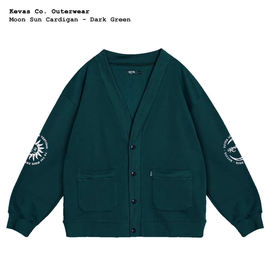 Kevas Moon Sun Cardigan - Dark Green