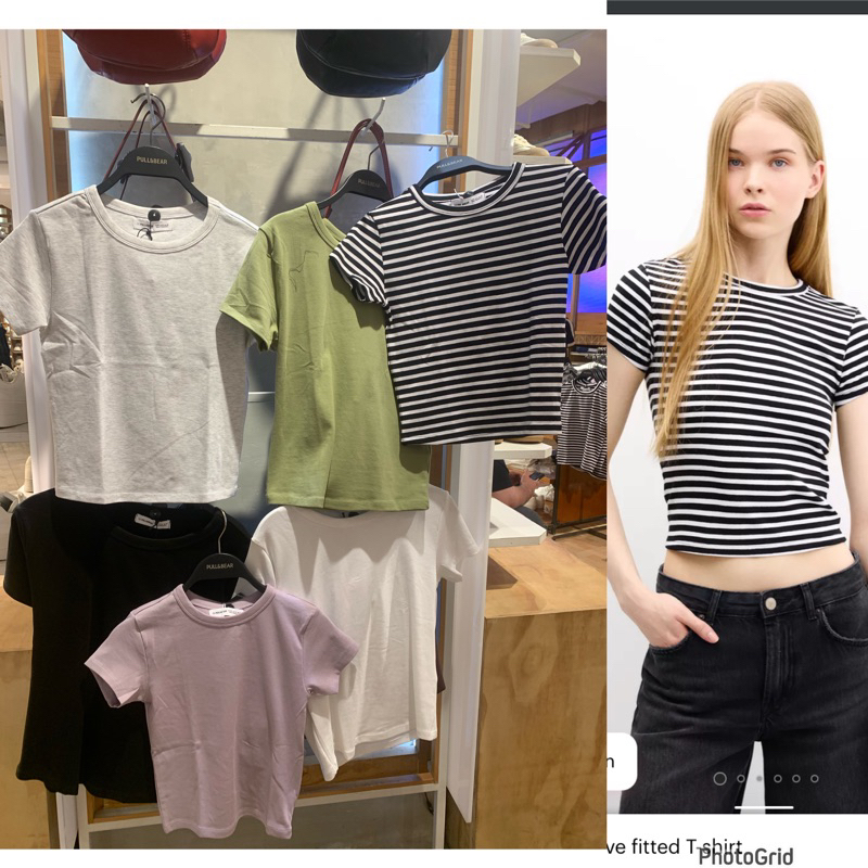 new kaos top bergaris basic jastip pull&bear |jastip_titipoutfitsby