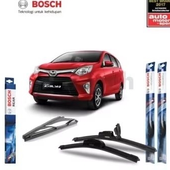 Paket Wiper Depan Belakang Toyota Calya Frameless Original Bosch