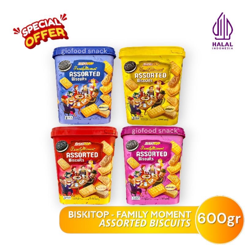 

BISKITOP FAMILY MOMENT 600gr - Assorted Biscuits Butter Cookies Aneka Biskuit Kukis Mentega Cemilan Snack Enak Manis Camilan Makanan