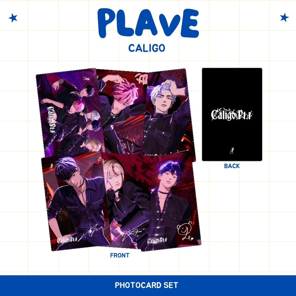 PHOTOCARD PLAVE CALIGO 2SISI (ISI 6 PCS + LAMINASI 2 SISI) TANDA TANGAN TTD KPOP CARDS IDOL KOREA PR