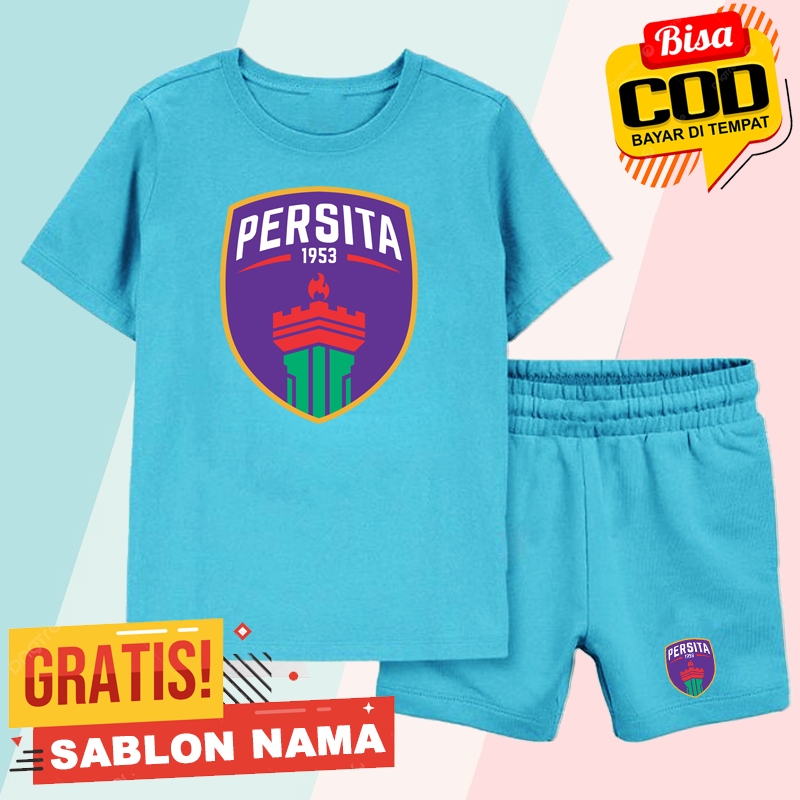 Setelan Koas Anak Persita / Baju Setelan Celana Kaos Anak Laki Laki & Perempuan Custom Nama Persita