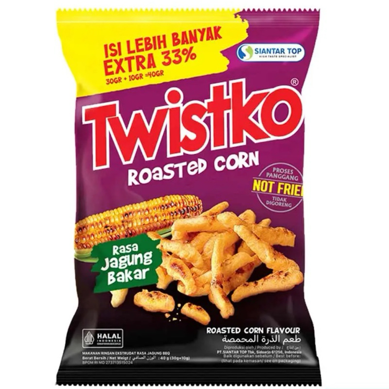

Twistko Roasted Corn Rasa Jagung Bakar 40gr - 70gr | Snack | Camilan |