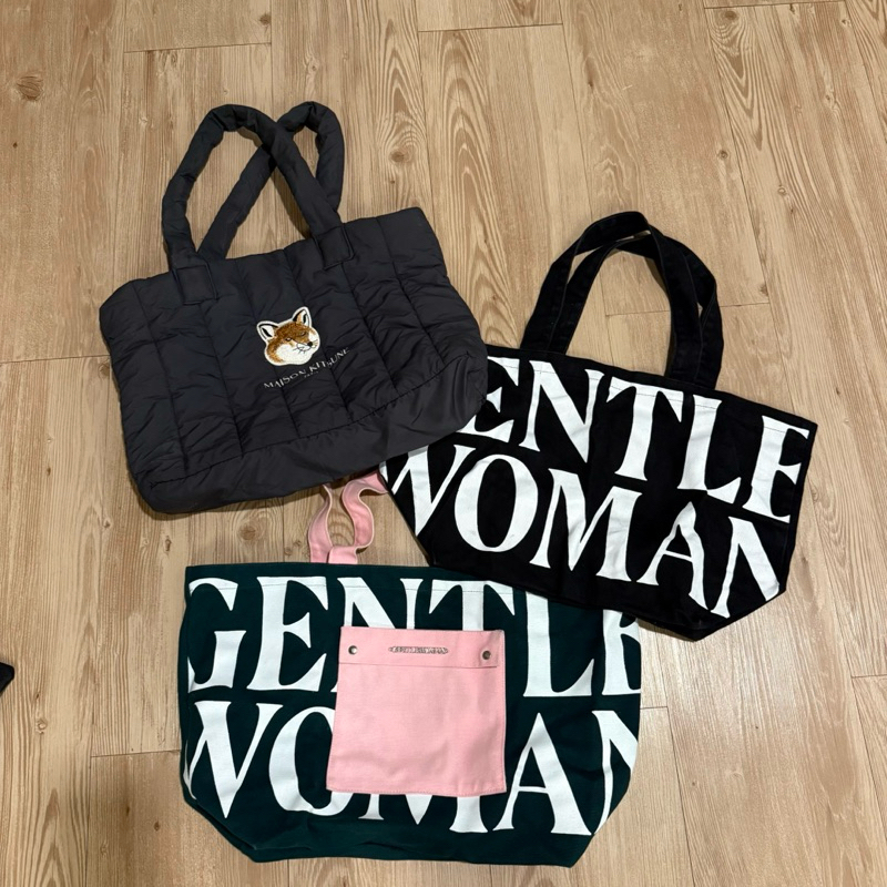 preloved tote bag original - maison kitsune & gentle woman - tas second