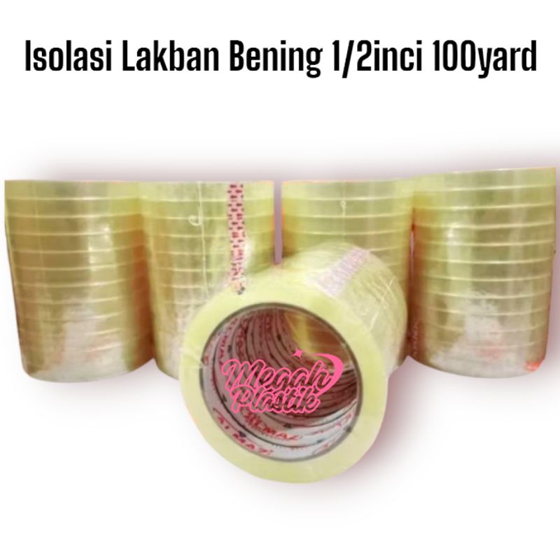 

Isolasi Lakban Bening 1/2 inci 100yard harga per roll