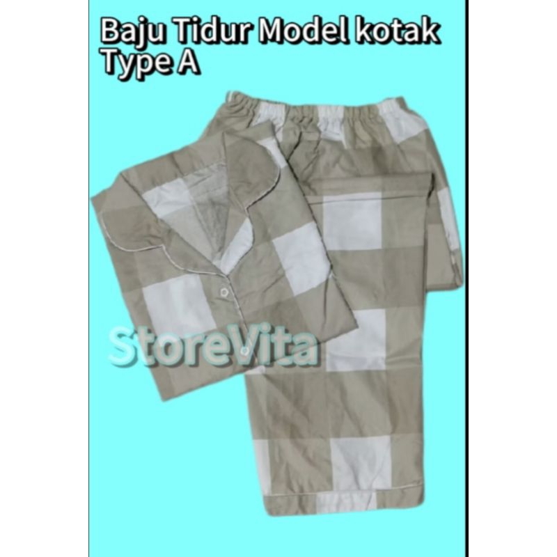 Baju Tidur motif Kotak-kotak