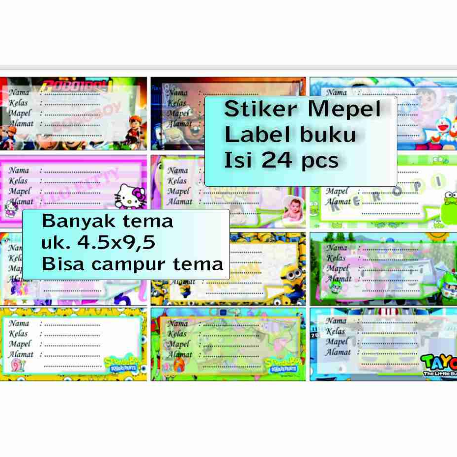 

Stiker Mapel - Label buku pelajaran sekolah - stiker mata pelajaran anak karakter lucu isi 24 pcs