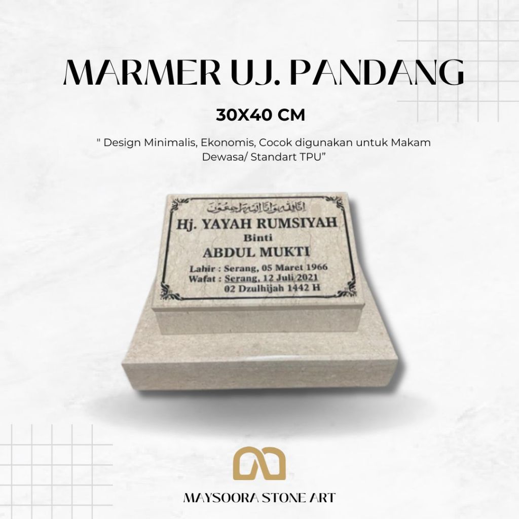 BATU NISAN DUDUKAN MARMER 30X40CM