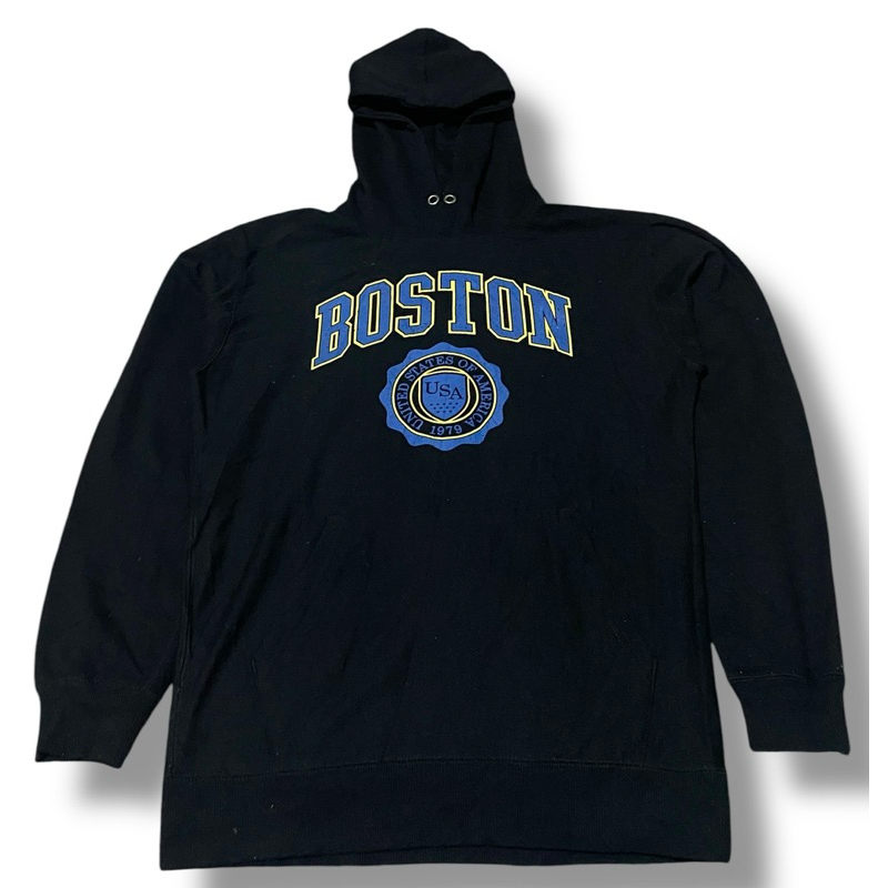 BROWNY STANDARD Hoodie Campus Simple Boston Hitam Preloved