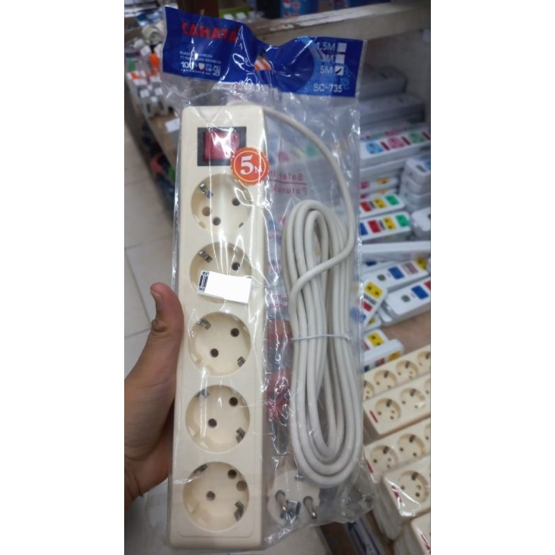 Stopkontak 5 Slot 5 Meter - StokKontak Lobang 5 Kabel 5 meter Murah