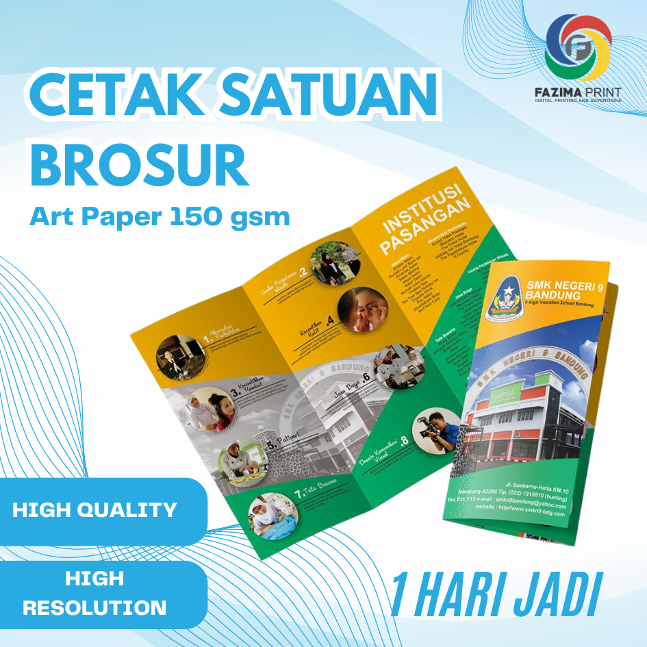 

CETAK BROSUR PROMOSI TERMURAH SATUAN | UKURAN A5 / A4 KERTAS ARTPAPER 150 GSM | 1 HARI SIAP