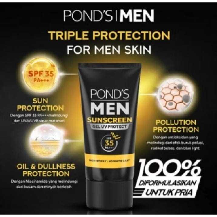 Pond's Men Bright Boost Face Moisturizer 20 ml Ponds / Gel uv Protect Sunscreen - Pelembab Wajah Pri