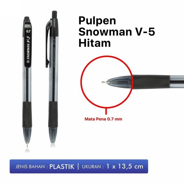 

Bolpen Pulpen Snowman V5 0.7 mm Ballpoint Pen Hitam