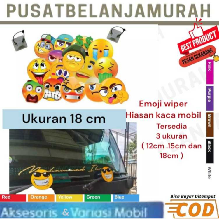Emoji Wiper Mobil  ukuran 18 cm bahan akrilik berkualitas / Hiasan Kaca Wiper Mobil Wiper mobil Truk
