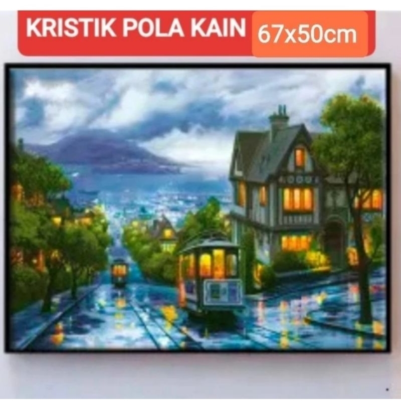 (CROSS STITCH KIT) DIY kristik paket pola kain pemandangan bus gunung eropa