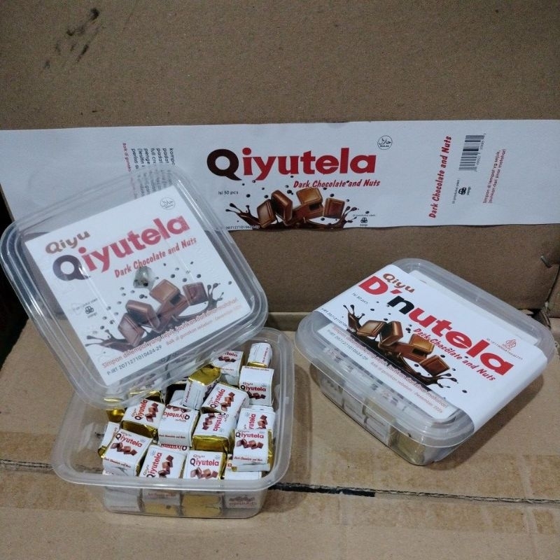 

COKELAT VIRAL Qiyutela Dark chocolate and nuts 1 cup isi 50 pcs