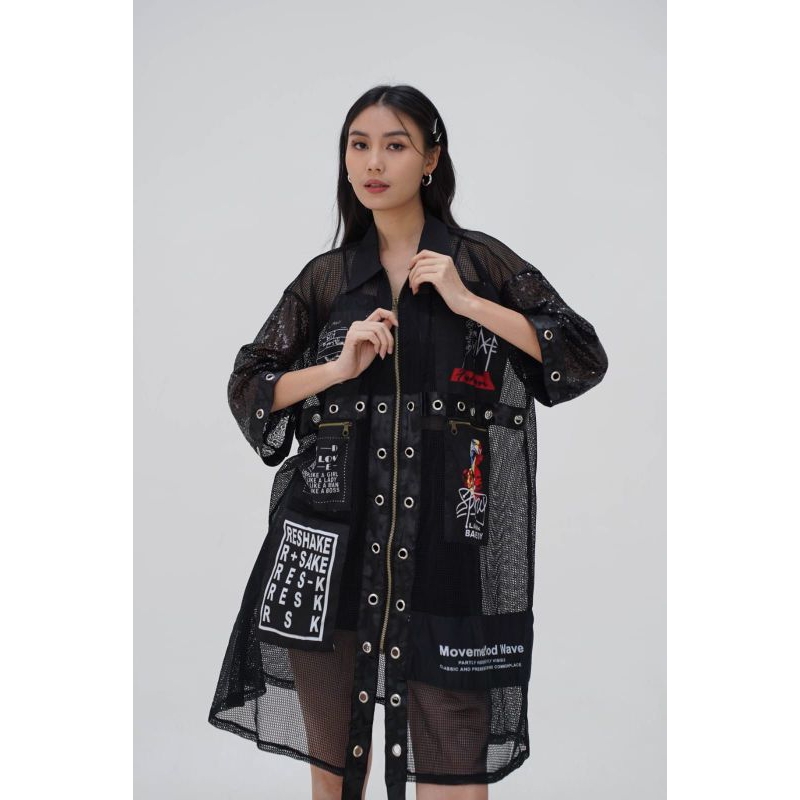 Harajuku ZIPPER outer / outer japan style / outer sleting / dress jaring