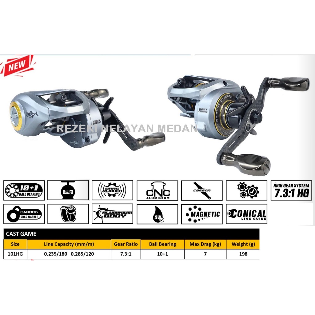 Reel Baitcasting G-TECH Cast Game 101HG / Reel BC G-TECH Super Ringan