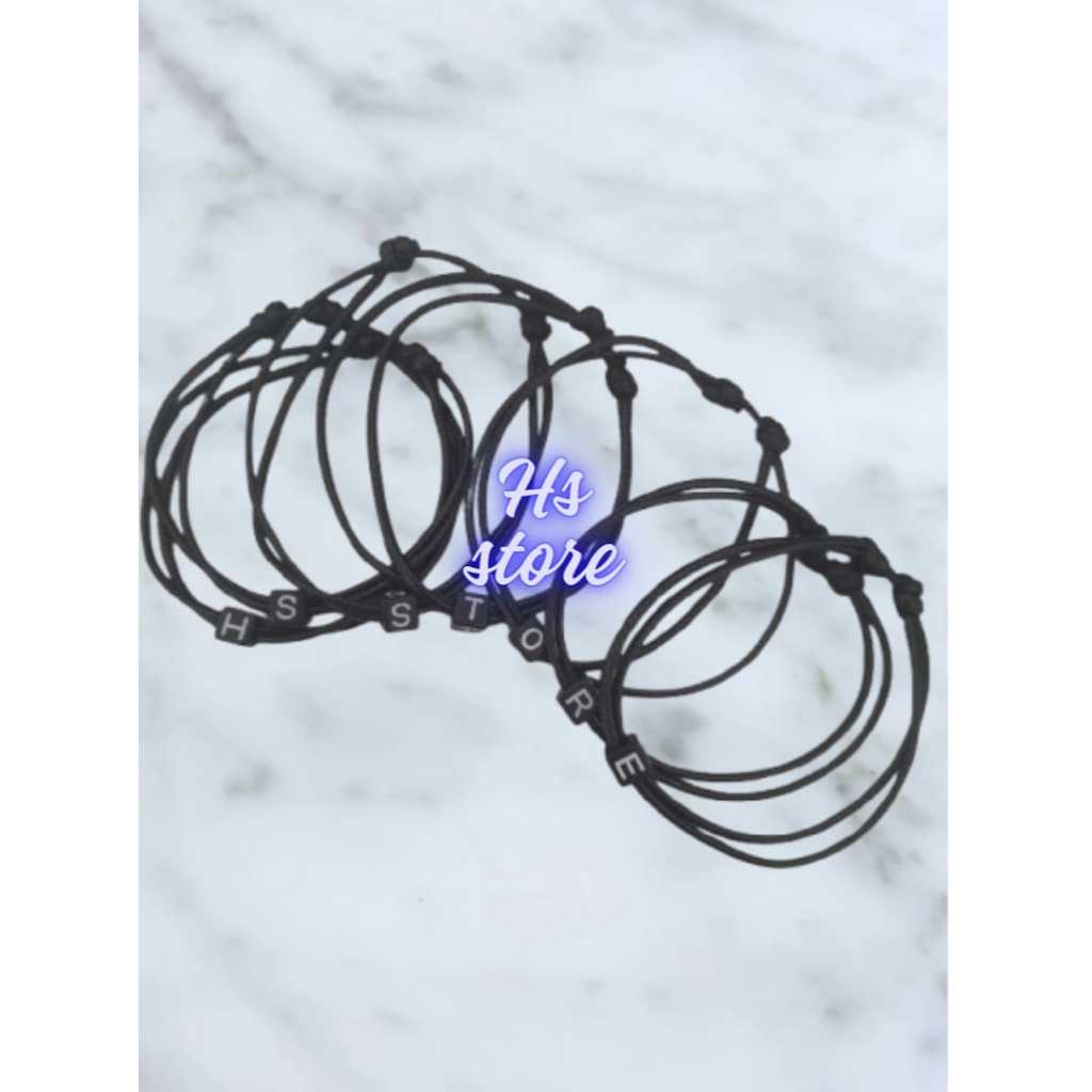 Gelang tali pria wanita hitam simpel tahan air elegant keren / gelang simple hitam - Simple bahan sa
