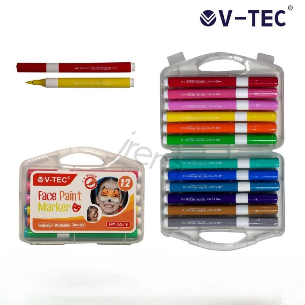 

Vtec Face Paint Marker FPM 0367 12 Color Spidol Khusus Wajah Aman 12 Warna Murah