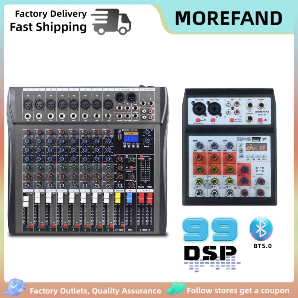 Mixer Audio mini RE403 USB/Electro Bluetooth 4 Channel mendukung penyetelan mobil 48V