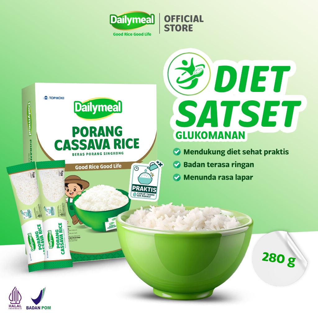 

Dailymeal - Porang Cassava Rice (Beras Porang) 280g – Alternatif Nasi Sehat, Kenyang Lebih Lama, Rendah Kalori